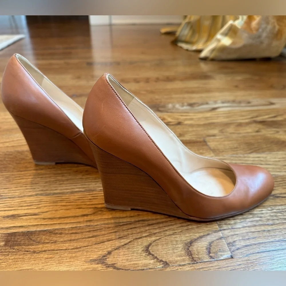 Christian Louboutin Ron Ron Zeppa Carmel Nude leather Wood stacked Wedges 39